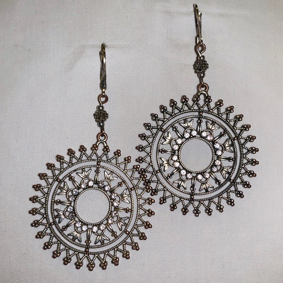 Boho Filigree Medallion Earrings - Picture 2 of 3